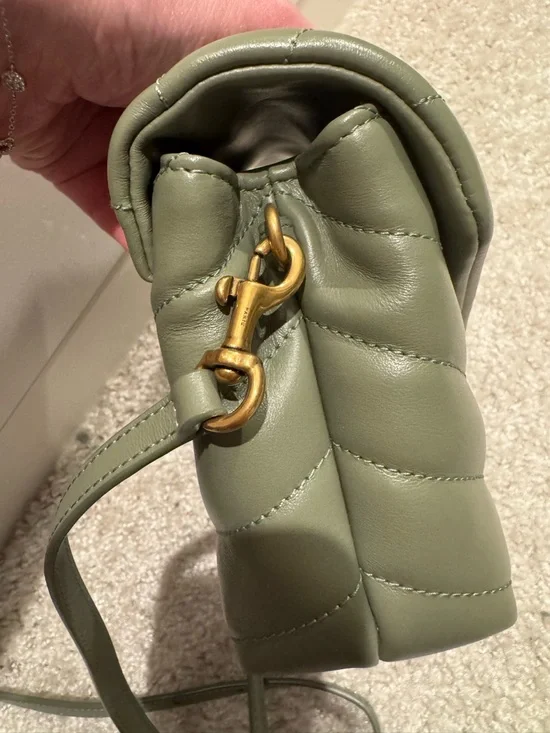 Saint Laurent Small Quilted Crossbody Bag in Sage Green with Gold Hardware - Picture 7 of 7